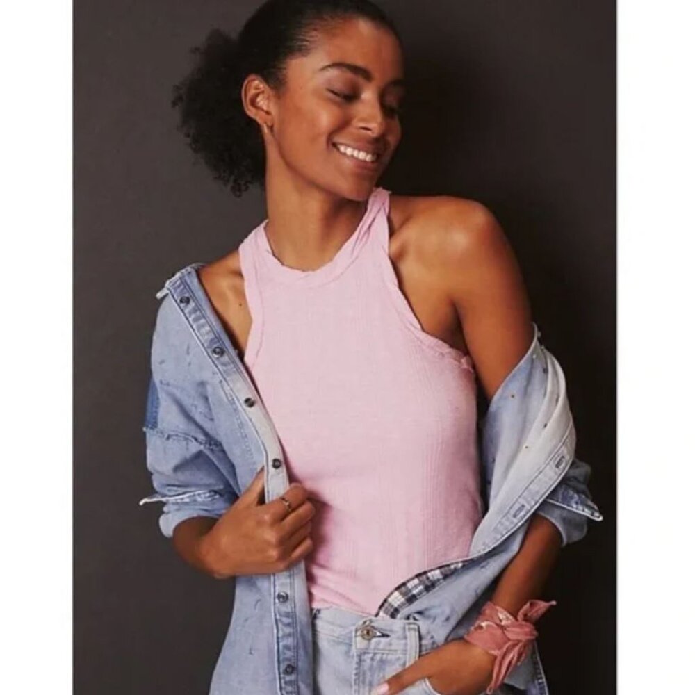 Pilcro | Anthropologie Sustainable Ribbed Tank Top in Lilac | Size Large